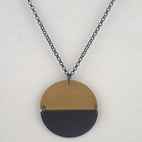 Hemisphere Necklace in brass and oxidized