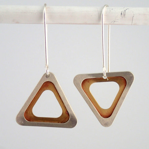 Which Way's Up? Earrings in Silver and Brass