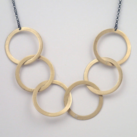Brass Six Rings Necklace