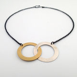 Two Rings Necklace in Silver and Brass