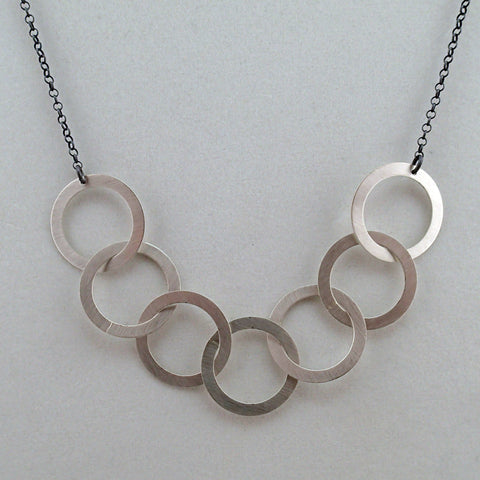 Silver Seven Rings Necklace