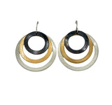 Three rings earrings in mixed metals
