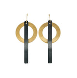 Ring & Bar earrings in Brass and oxidized white copper