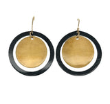 Saturn Earrings in Brass and oxidized white copper