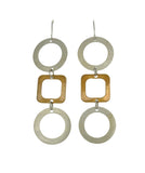 Tic Tac Toe Earrings in White Copper and Brass