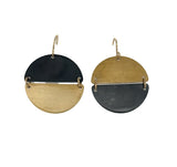 Hemisphere earrings in Nugold Brass and Oxidized White Copper
