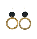 Satellite Earrings in Brass and oxidized white copper