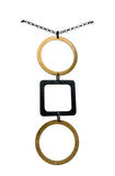 Tic Tac Toe Necklace in Brass and Oxidized White Copper
