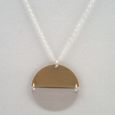Hemisphere Necklace in silver and brass