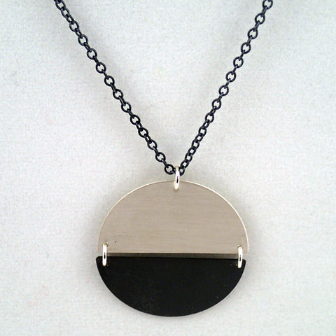 Hemisphere Necklace in silver and oxidized