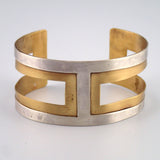 Silver and Brass  Outline Cuff Bracelet