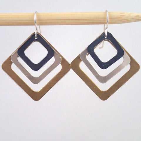 Third Base earrings in Mixed Metals
