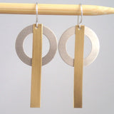 Ring & Bar earrings in White Copper and NuGold Brass