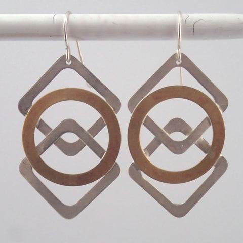 Silver and Brass Argyle earrings