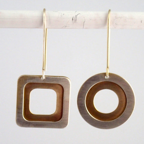 Basic Shapes Earrings in Silver and Brass