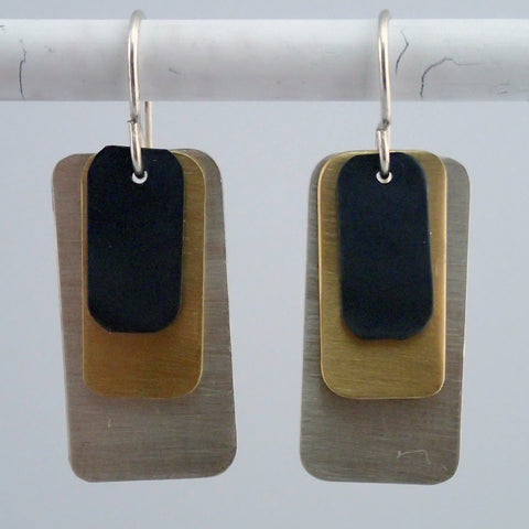 Dog Tag Earrings in Mixed Metals