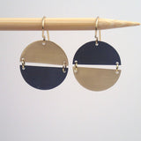 Hemisphere earrings in Nugold Brass and Oxidized White Copper