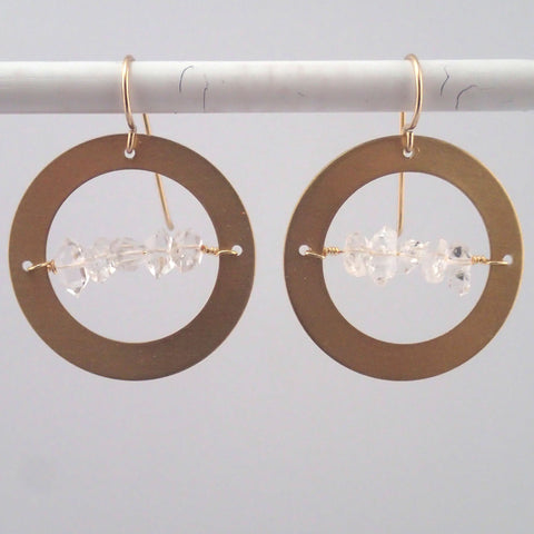 Herkimer in the Round earrings in Brass