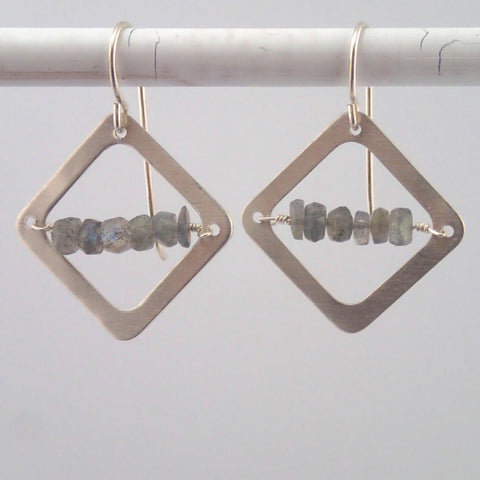 Labradorite Diamond earrings in Silver