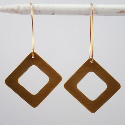 Large brass Solitaire earrings