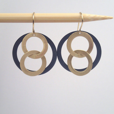 Brass and Oxidized Super 8 earrings