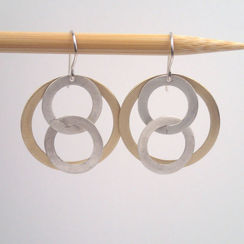 Silver and Brass Super 8 earrings
