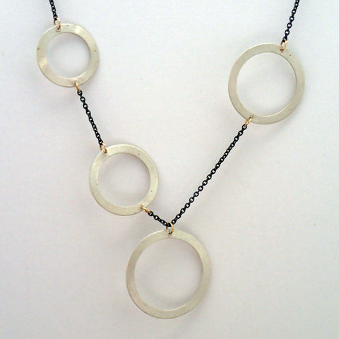 Silver Four Rings Necklace