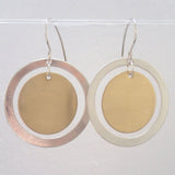 Silver and Brass "saturn" circle earrings