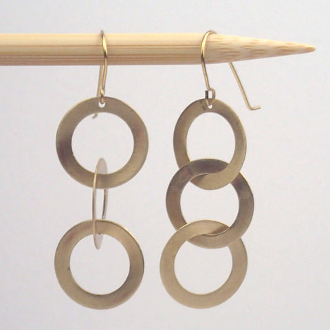 Small Brass Triplet earrings