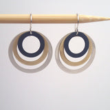 Three rings earrings in mixed metals