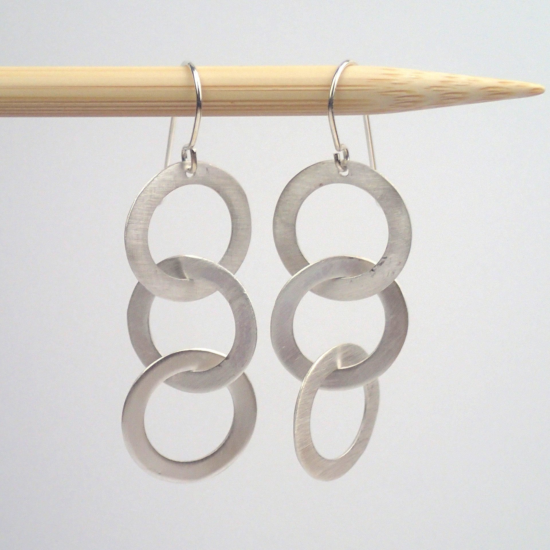 Small silver order Triplet earrings