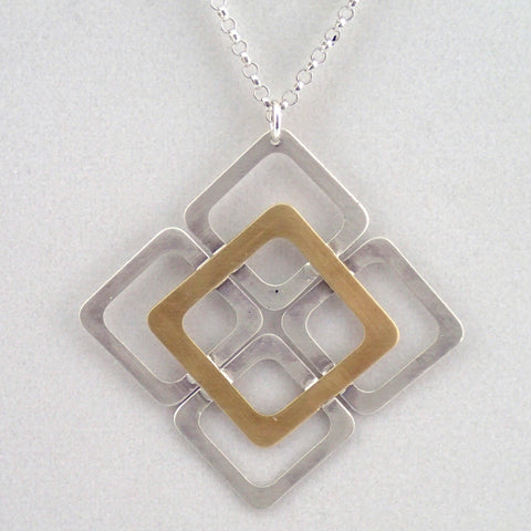 Daisy Chain Pendant Necklace in Silver and Brass