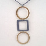 Tic Tac Toe Necklace in Brass and Oxidized Silver