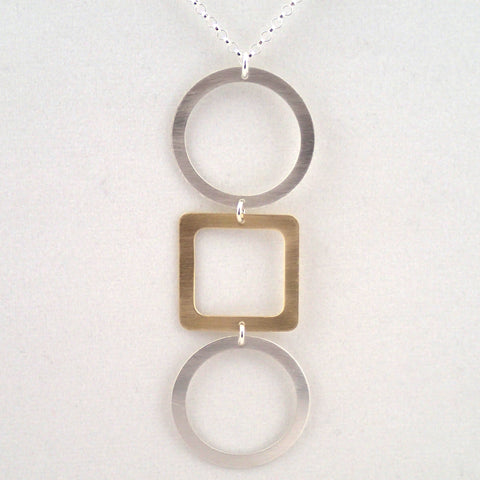 Tic Tac Toe Necklace in Silver and Brass